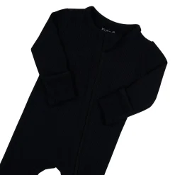 Ribbed Zipper Footie in Midnight