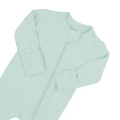 Ribbed Zipper Footie in Sage