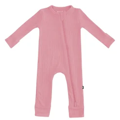 Ribbed Zipper Romper in Apple Blossom