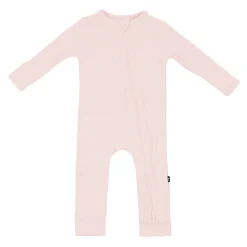 Ribbed Zipper Romper in Blush