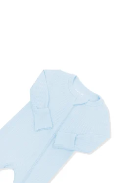 Ribbed Zipper Romper in Breeze