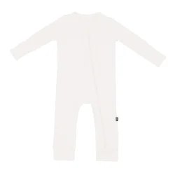 Ribbed Zipper Romper in Cloud