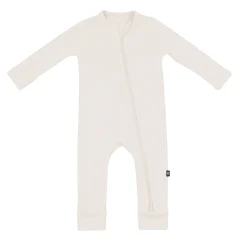 Ribbed Zipper Romper in Oat