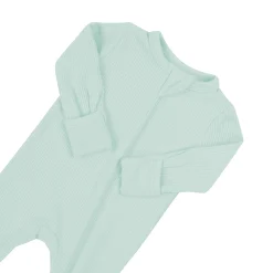 Ribbed Zipper Romper in Sage