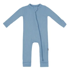 Ribbed Zipper Romper in Slate