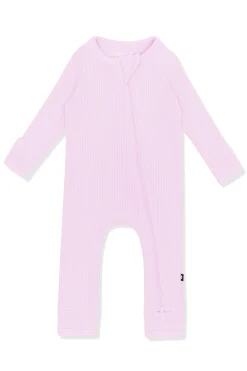Ribbed Zipper Romper in Thistle