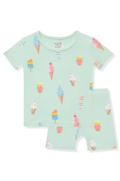 Short Sleeve Pajamas in Mint Ice Cream