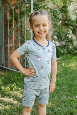 Short Sleeve Pajamas in Patriotic Goose