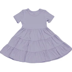 Short Sleeve Tiered Dress in Taro