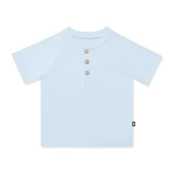 Short Sleeve Toddler Henley Tee in Breeze