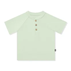 Short Sleeve Toddler Henley Tee in Basil