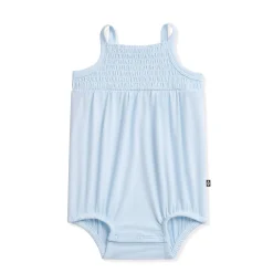 Smocked Bubble Romper in Breeze