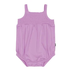 Smocked Bubble Romper in Poi