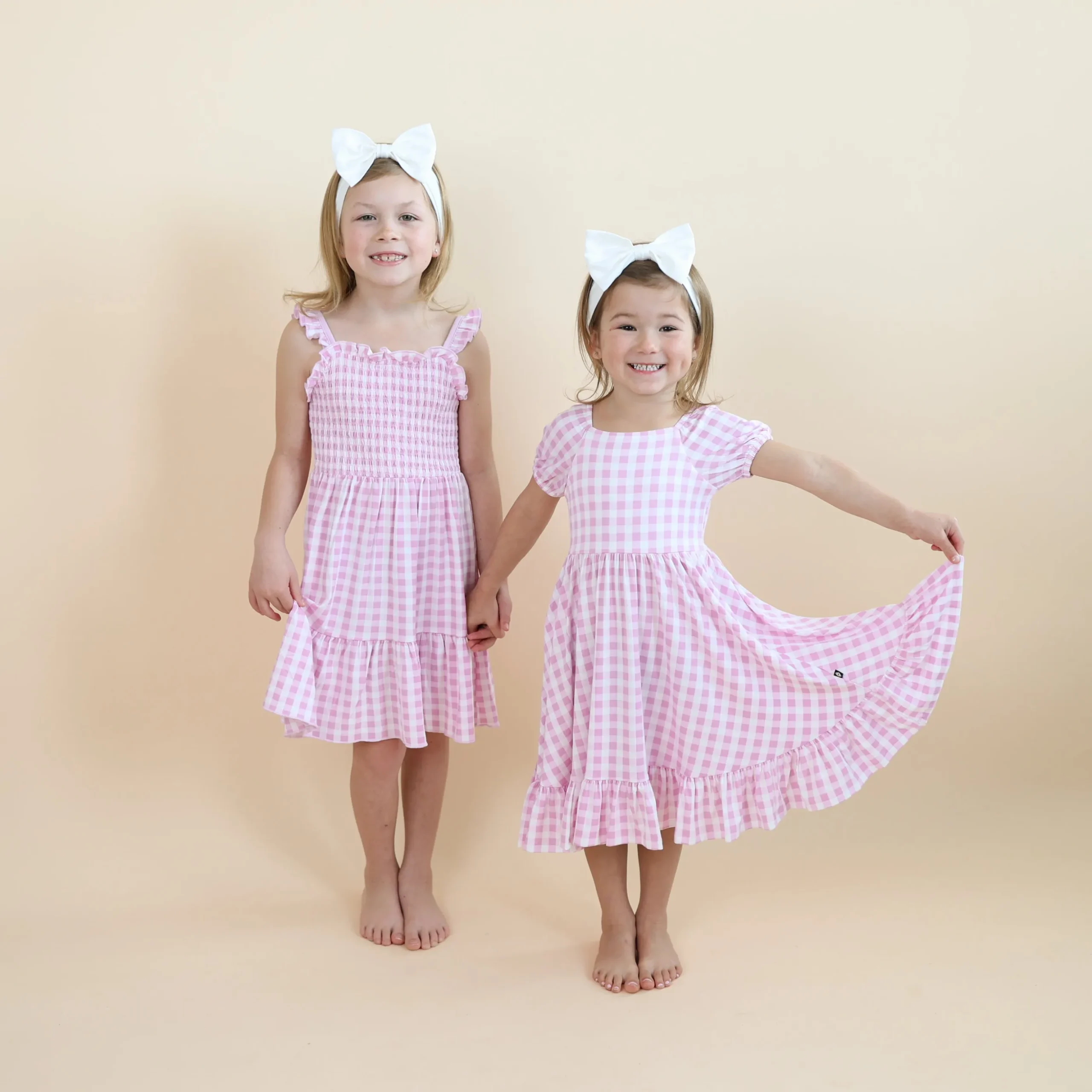 Smocked Dress in Gingham Thistle