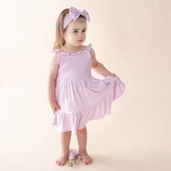 Smocked Dress in Thistle