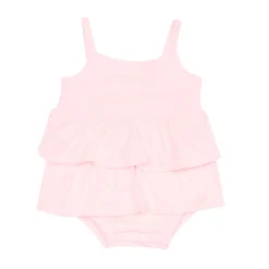 Spaghetti Strap Ruffle Romper in Sakura