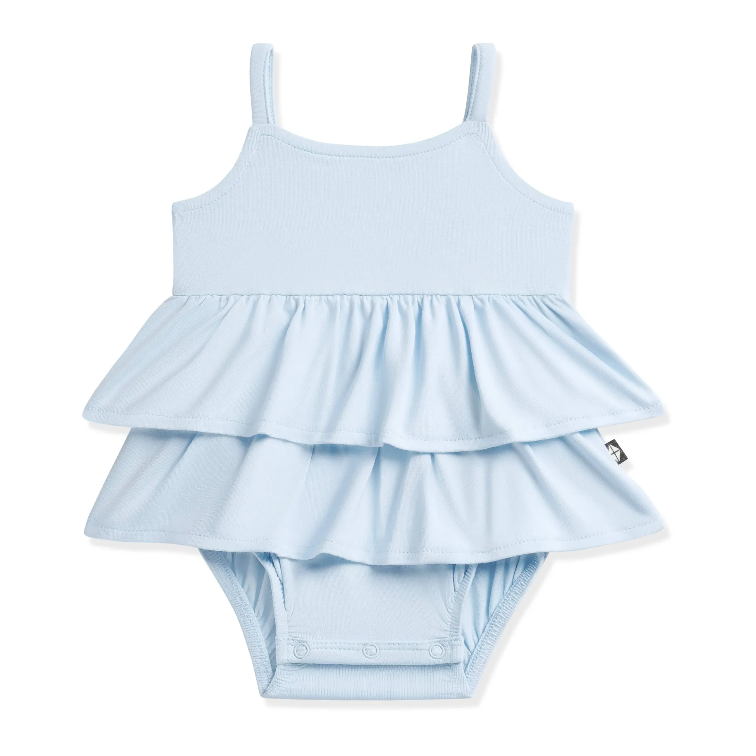 Spaghetti Strap Ruffle Romper in Breeze