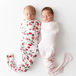 Swaddle Blanket in Small Sakura Stripe