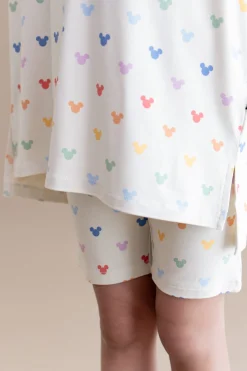 Toddler Biker Short Set in Pastel Mickey Mouse