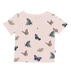Toddler Crew Neck Tee in Blush Butterfly