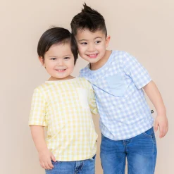 Toddler Crew Neck Tee in Gingham Breeze