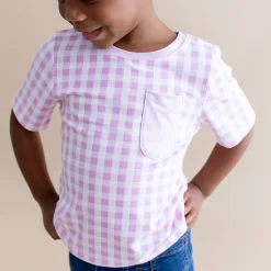 Toddler Crew Neck Tee in Gingham Thistle