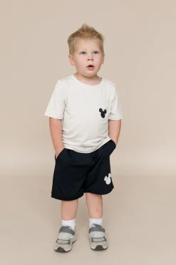 Toddler Crew Neck Tee in Mickey Mouse on Ecru