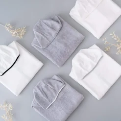 Toddler Hooded Bath Towel in Cloud with Storm Trim