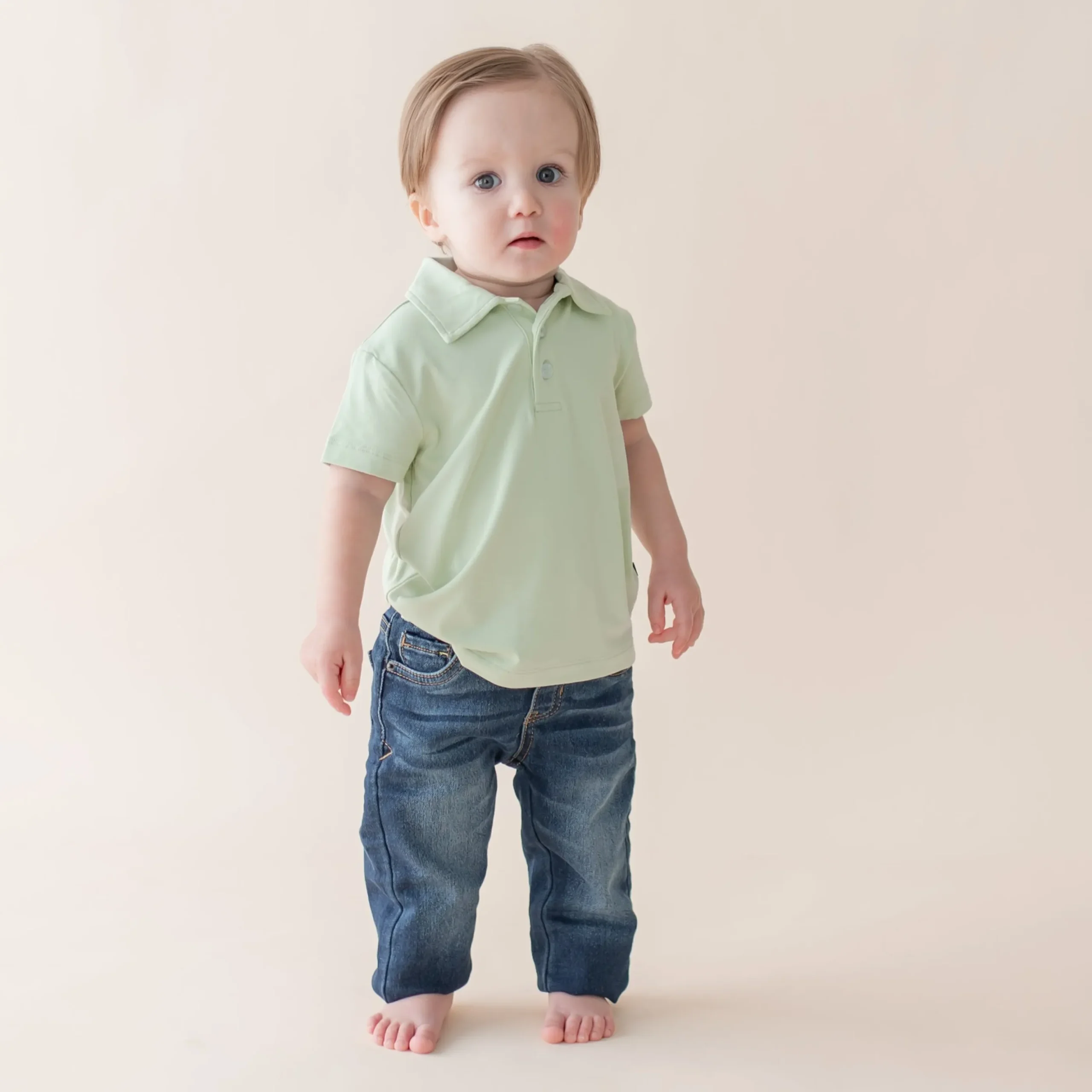 Toddler Short Sleeve Polo in Basil