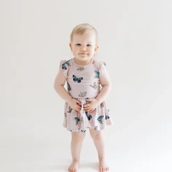 Twirl Bodysuit Dress in Blush Butterfly