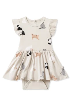 Twirl Bodysuit Dress in Fluffy Cat