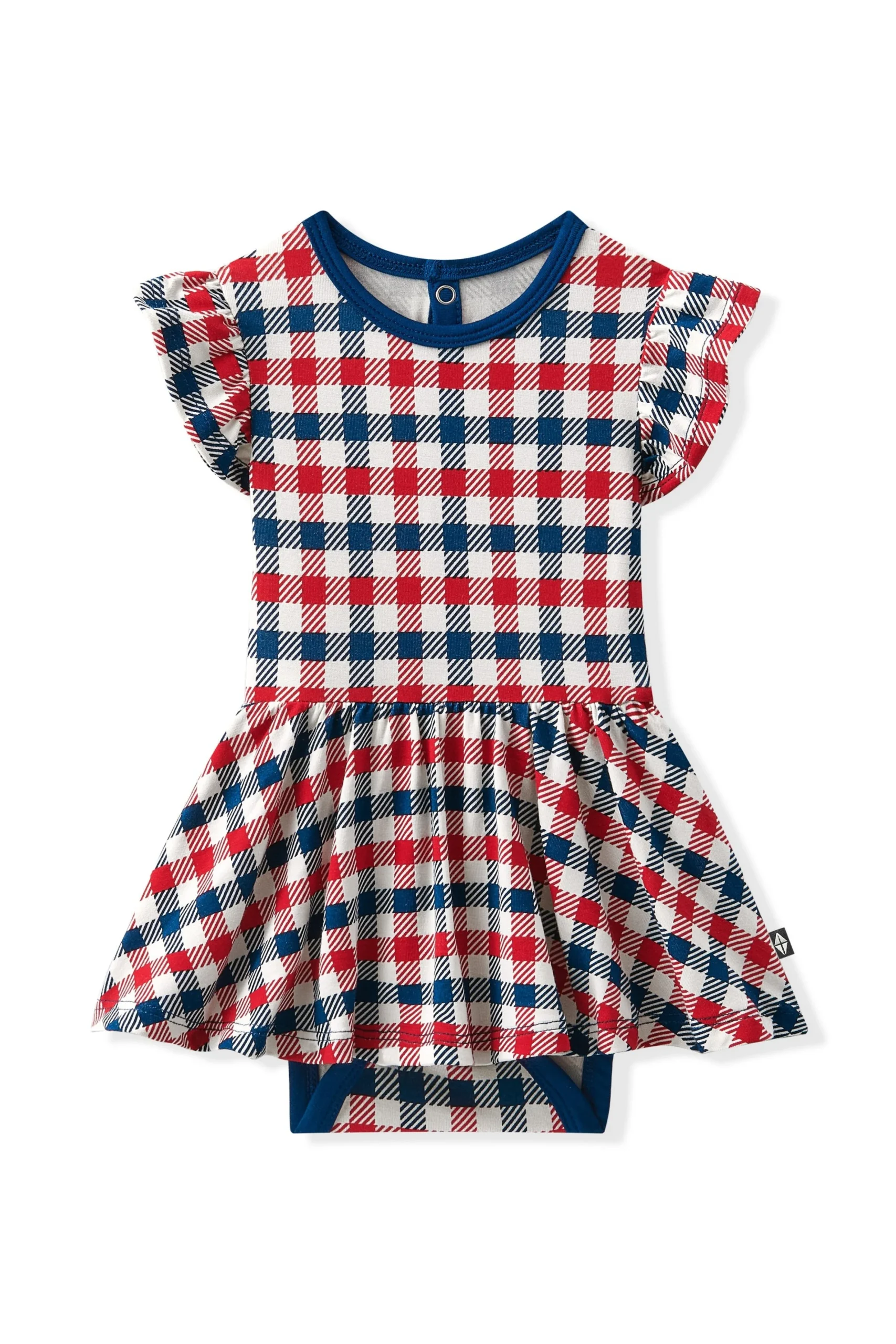 Twirl Bodysuit Dress in Patriotic Gingham
