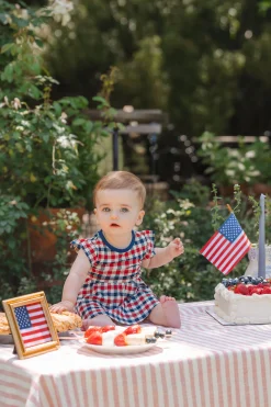 Twirl Bodysuit Dress in Patriotic Gingham