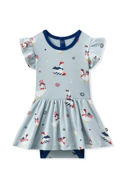 Twirl Bodysuit Dress in Patriotic Goose