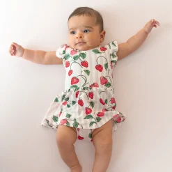 Twirl Bodysuit Dress in Strawberry Fields
