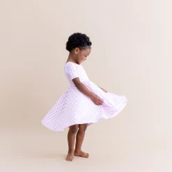 Twirl Dress in Gingham Thistle
