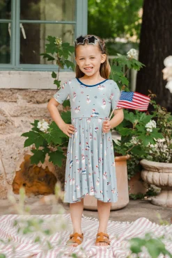 Twirl Dress in Patriotic Goose