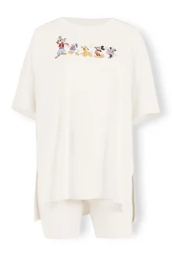 Women’s Biker Short Set in Mickey and Friends on Ecru