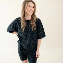 Women’s Biker Short Set in Midnight Leopard