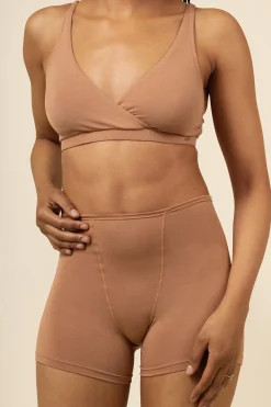 Women's Cross Front Bralette in Latte