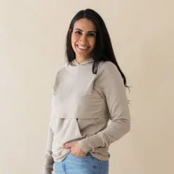 Women's French Terry Nursing Hoodie in Almond