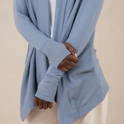 Women's French Terry Wrap Top in Slate
