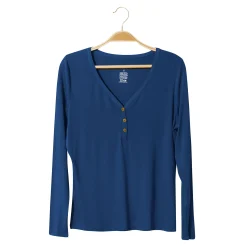 Women's Long Sleeve Henley Tee in Tahoe