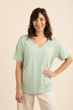 Women's Relaxed Fit V-Neck in Basil