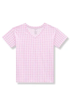 Women's Relaxed Fit V-Neck in Gingham Thistle