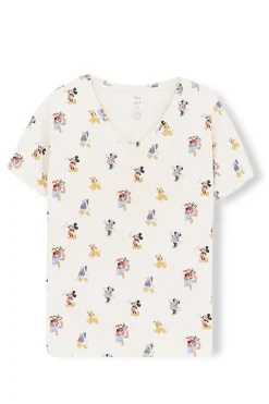 Women's Relaxed Fit V-Neck in Mickey Mouse and Friends