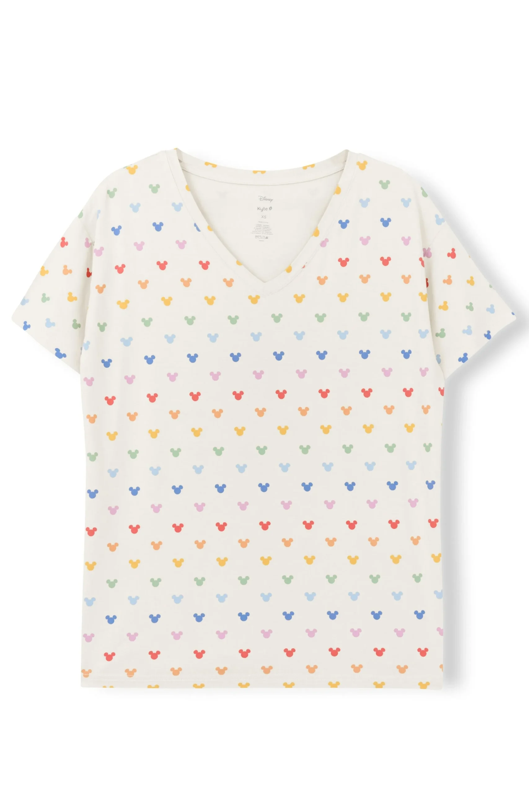 Women's Relaxed Fit V-Neck in Pastel Mickey Mouse