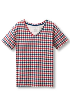Women's Relaxed Fit V-Neck in Patriotic Gingham