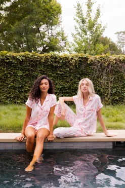 Women's Short Sleeve Cropped Pajama Set in Sakura Ice Cream