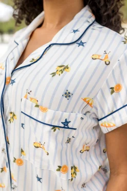 Women's Short Sleeve Pajama Set in Amalfi Coast